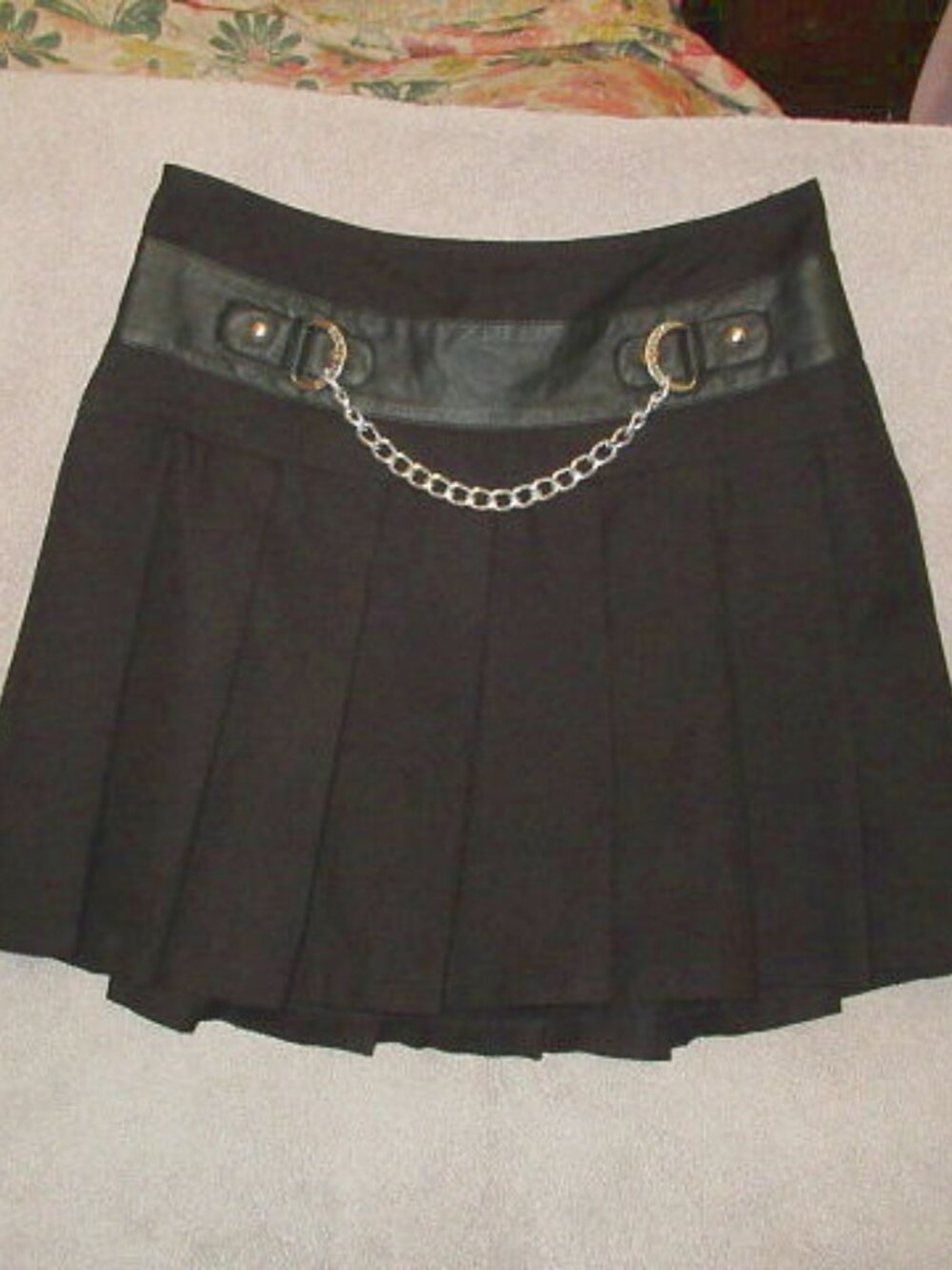 Vtg Y2K Royal Bones Daang Goodman Mini Skirt S Pleated Chain Gothic Punk Cyber